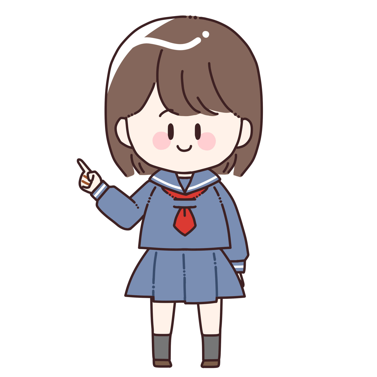 指を指す女学生/商用利用可能・無料イラストフリー素材サイト