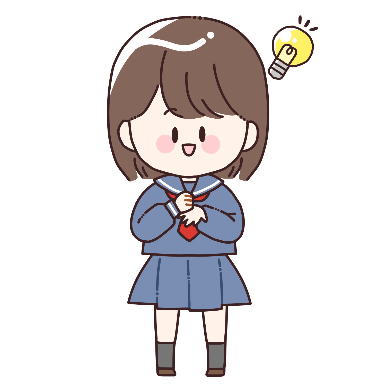 ひらめく女学生/商用利用可能・無料イラストフリー素材サイト