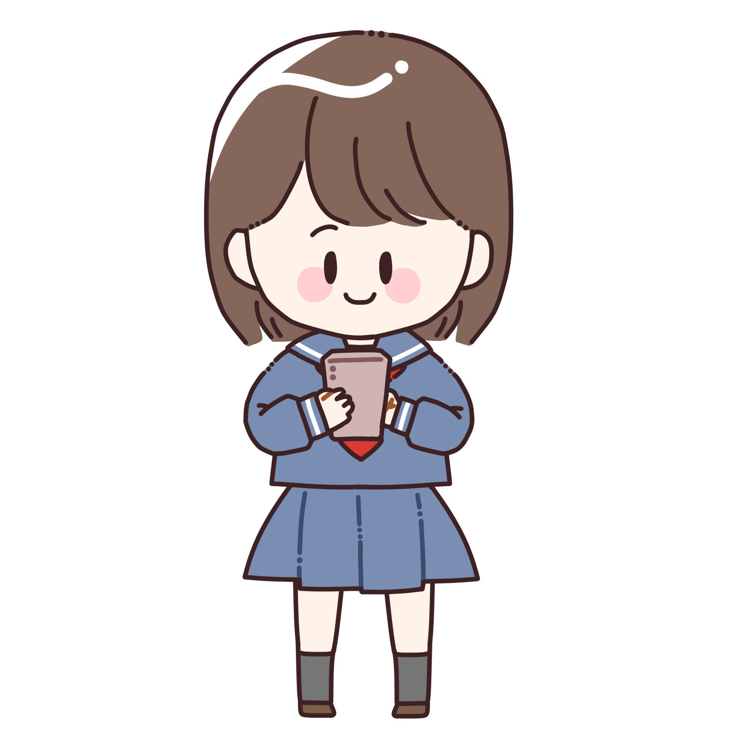 スマホを持つ女学生/商用利用可能・無料イラストフリー素材サイト