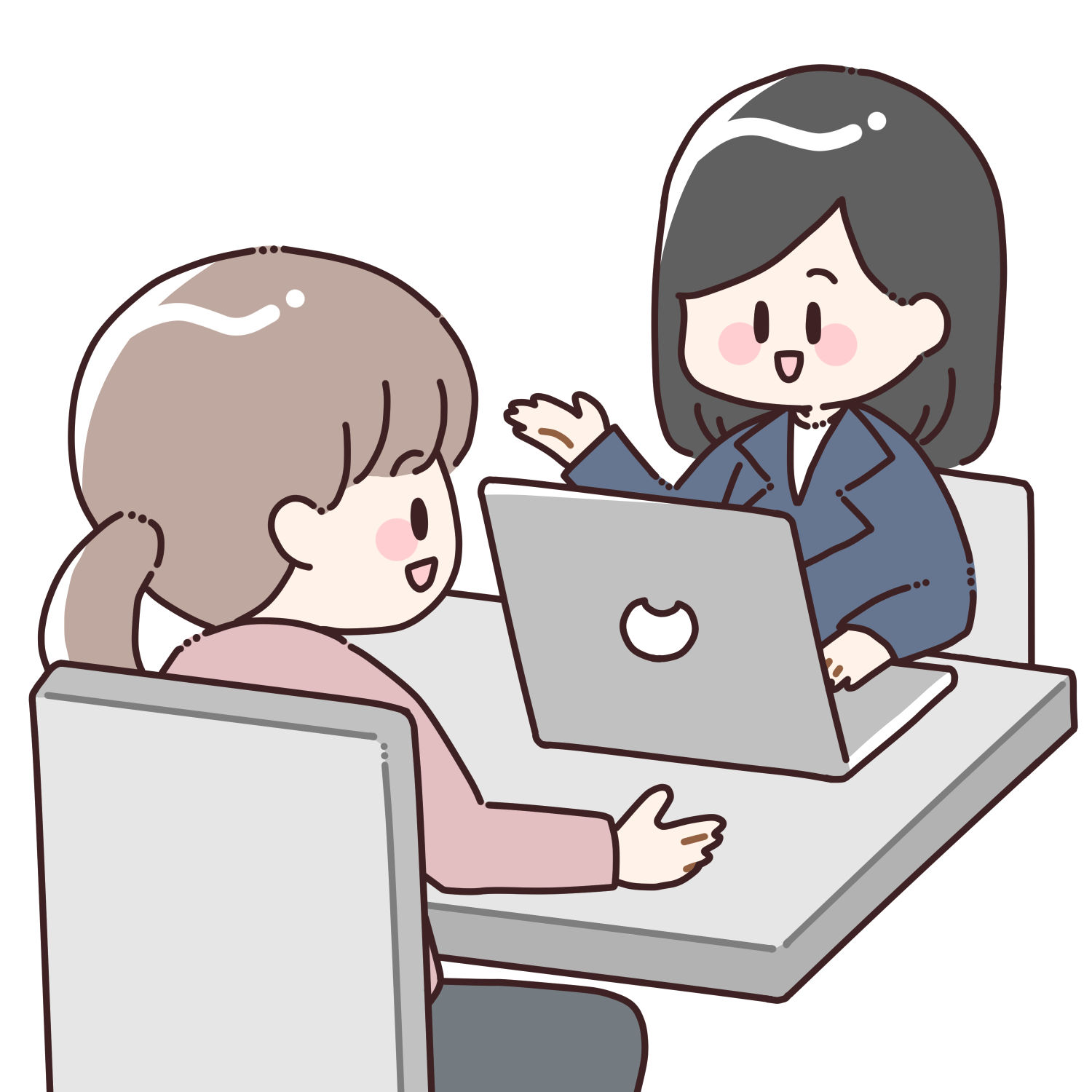 相談する女性と対応する女性/商用利用可能・無料イラストフリー素材サイト