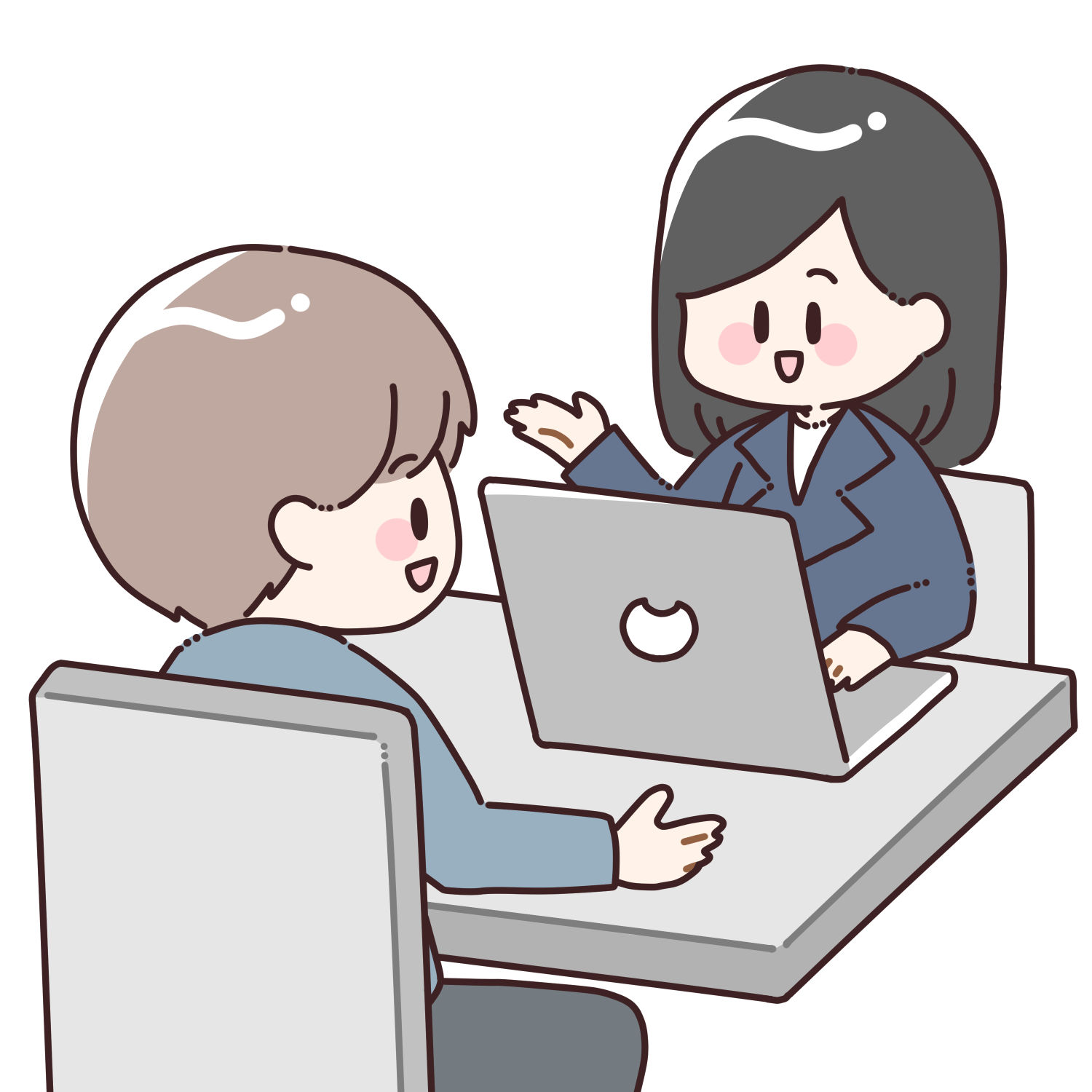 相談する男性と対応する女性/商用利用可能・無料イラストフリー素材サイト