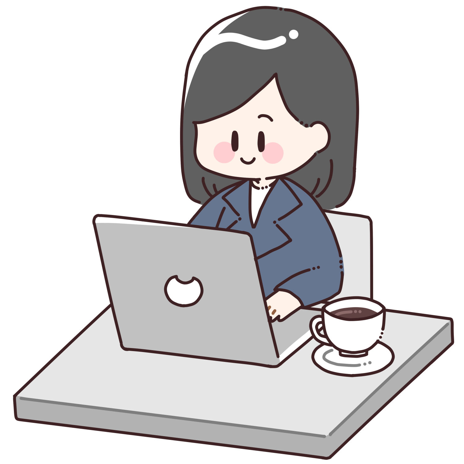 パソコンで仕事をする社員女性/商用利用可能・無料イラストフリー素材サイト