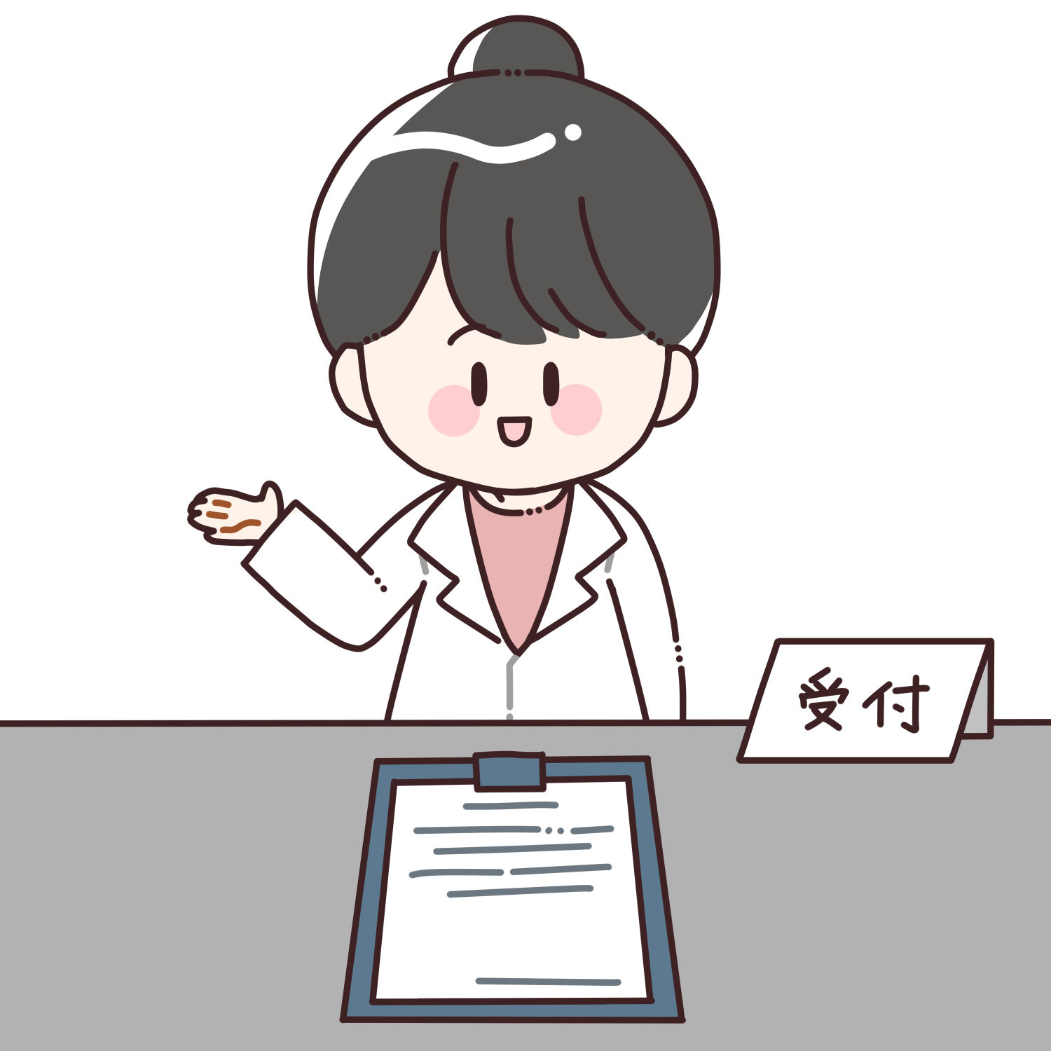 受付する白衣を着た女性/商用利用可能・無料イラストフリー素材サイト