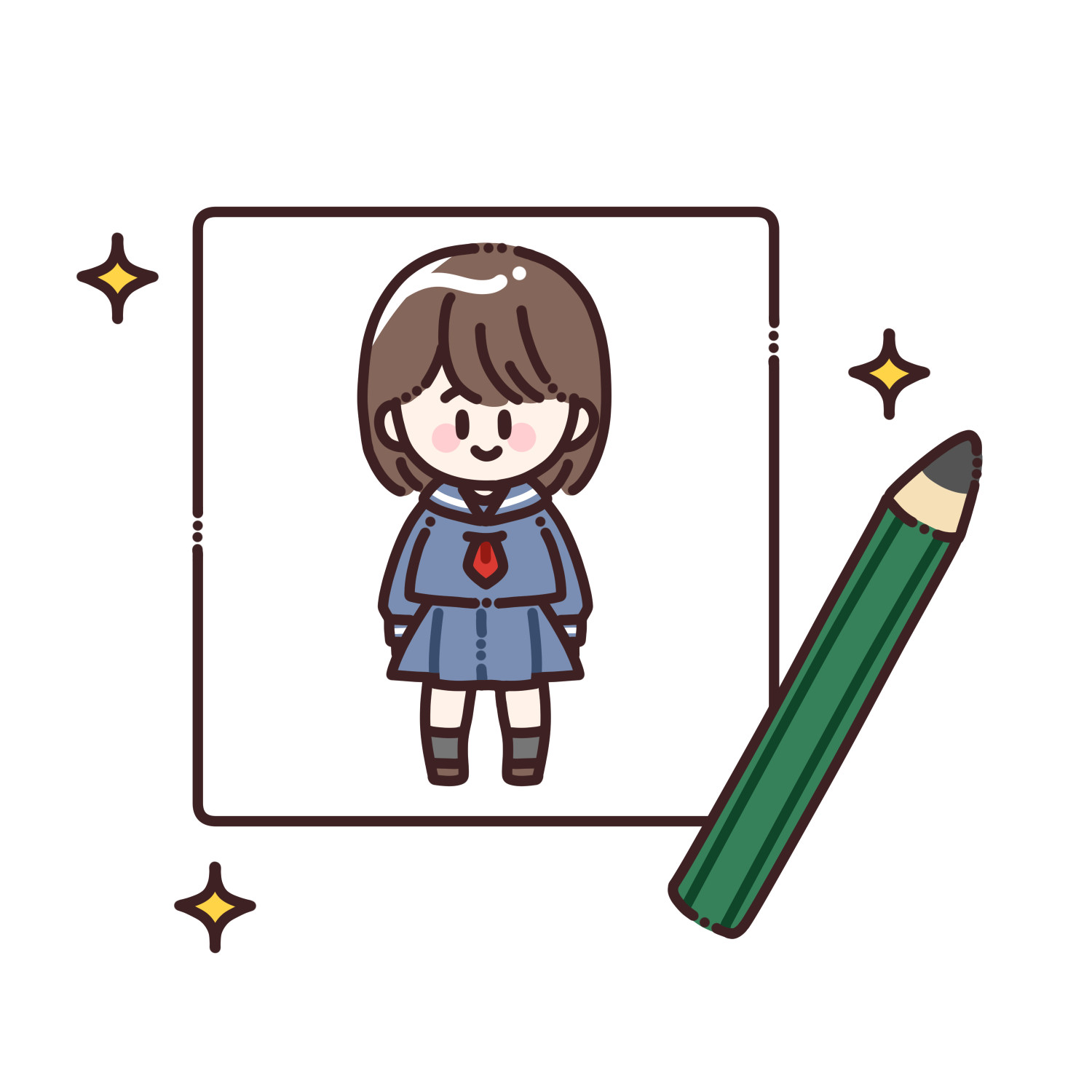 鉛筆で描いた女の子のイラスト/商用利用可能・無料イラストフリー素材サイト