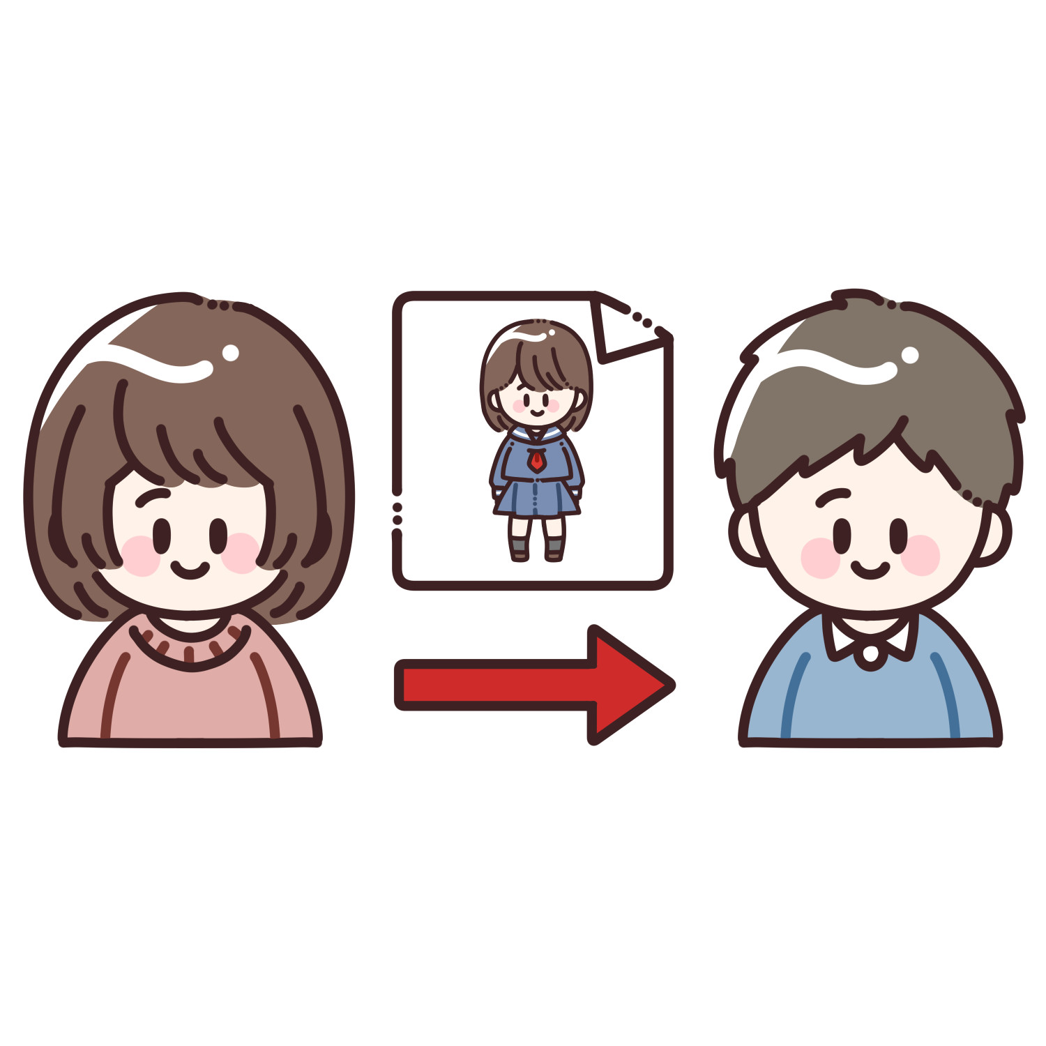 女性が男性にイラストを納品するイラスト/商用利用可能・無料イラストフリー素材サイト