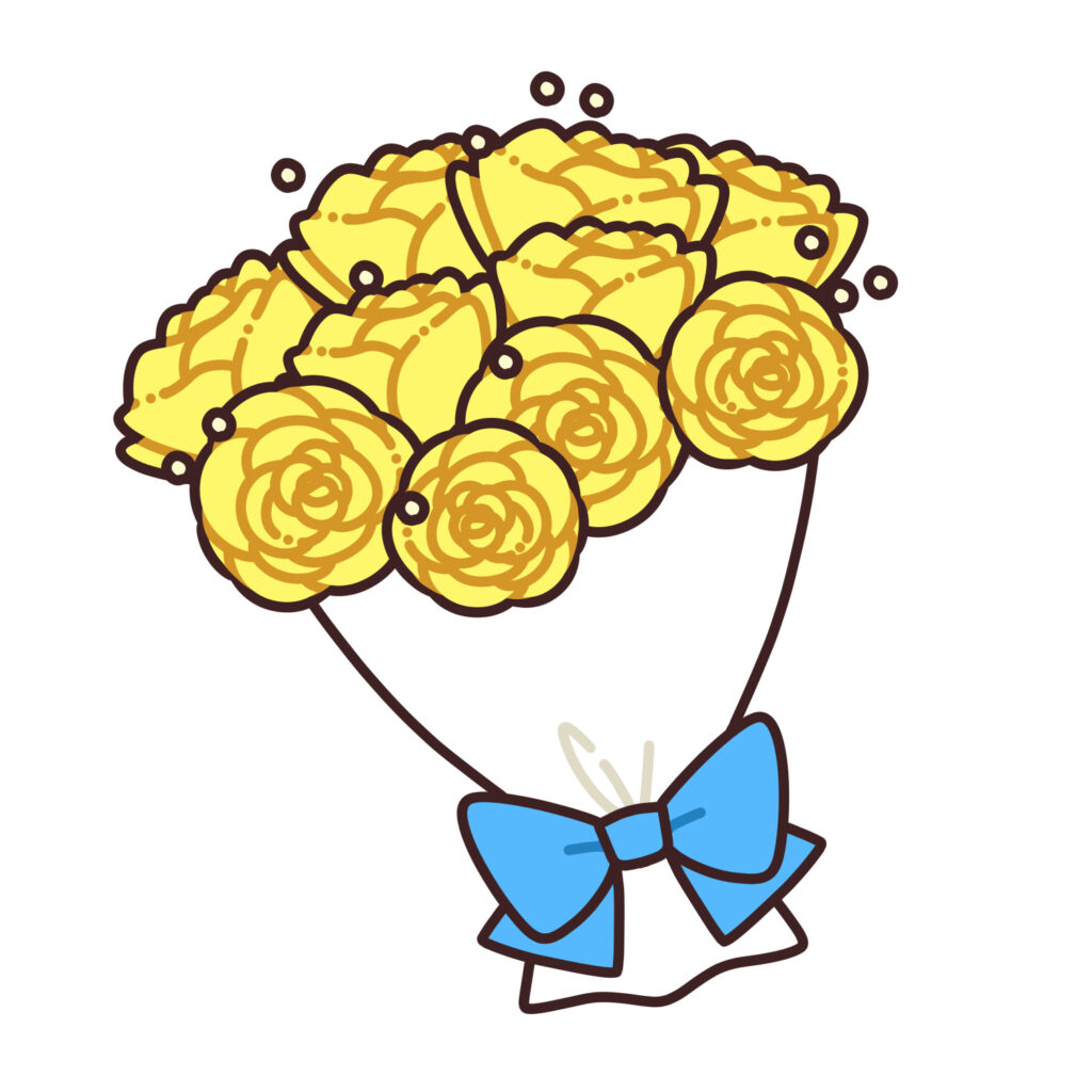 黄色のバラの花束イラスト