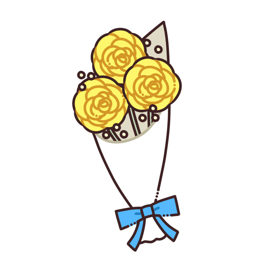 黄色のバラの花束イラスト2