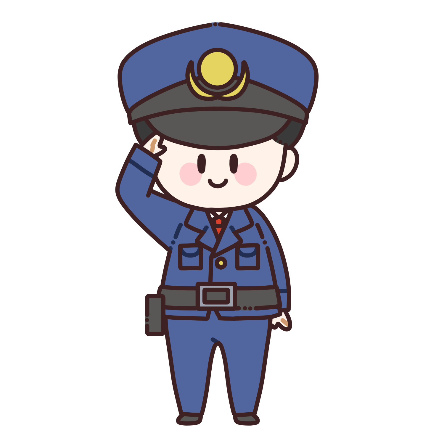 敬礼する男性警察官のイラスト