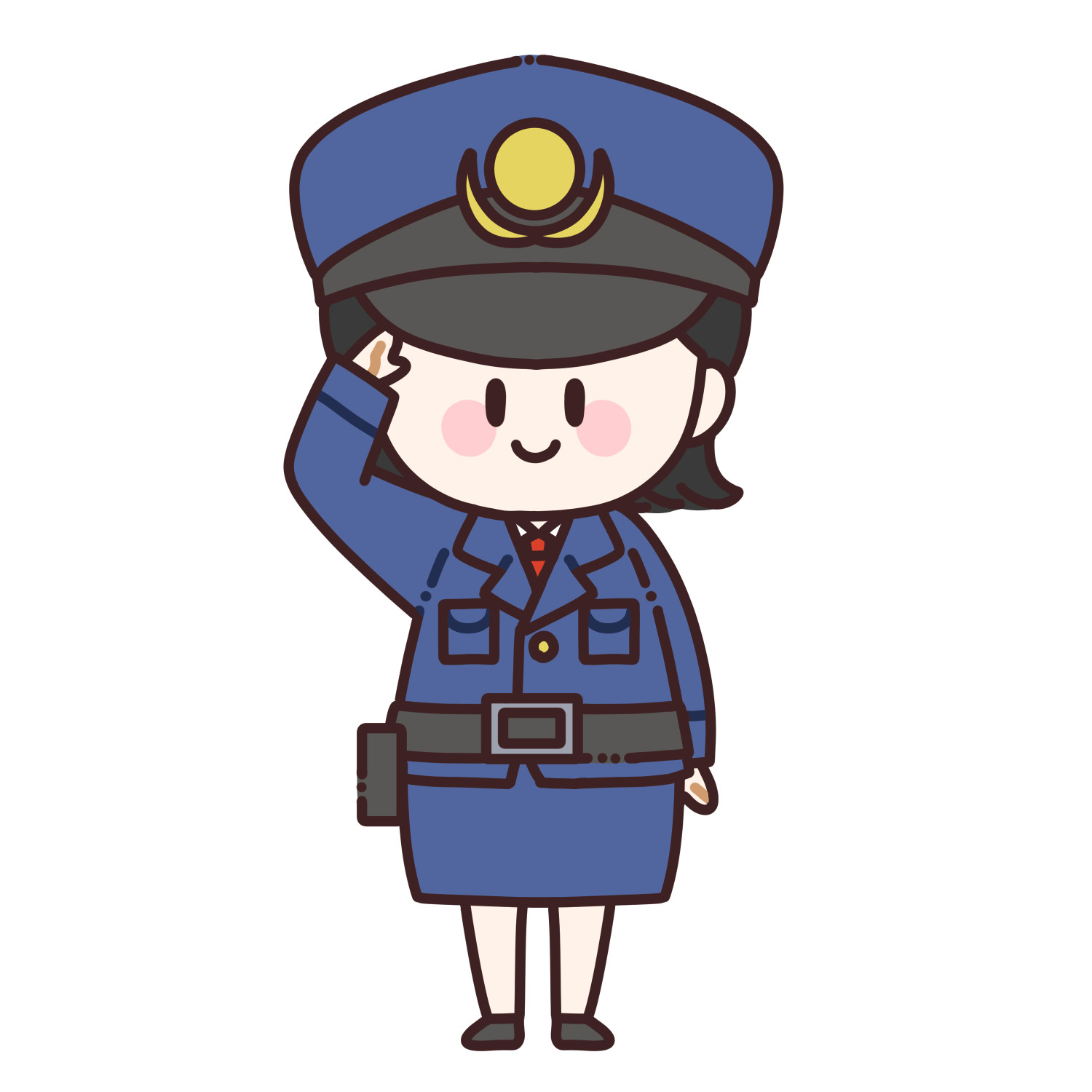 敬礼する女性警察官のイラスト