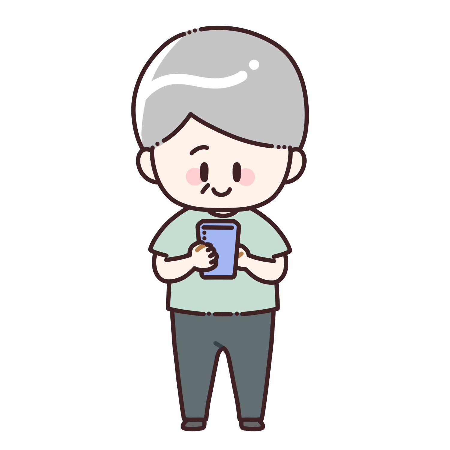 スマホを持つおじいちゃんのイラスト