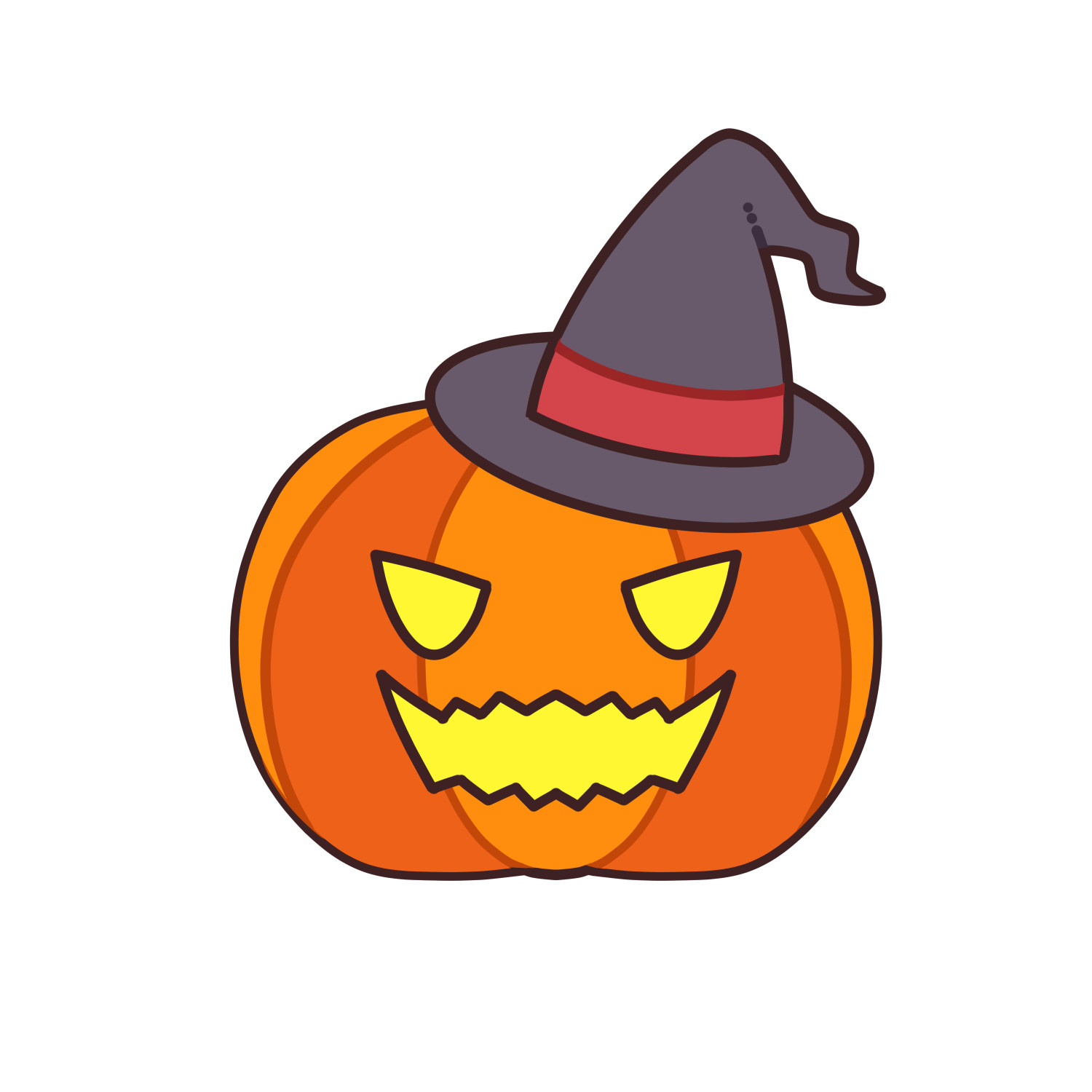 魔女帽子を被ったハロウィンカボチャのイラスト