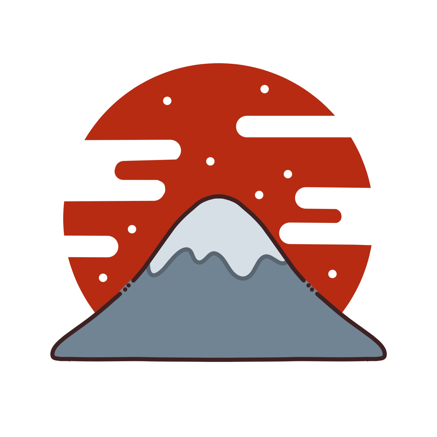 富士山と日の出のイラスト