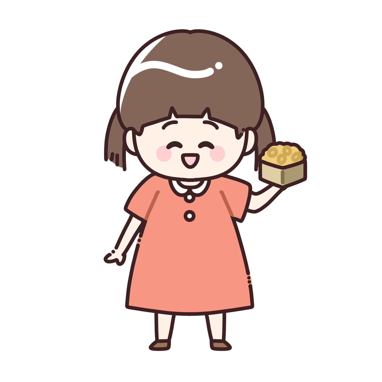 節分豆を持った女の子のイラスト