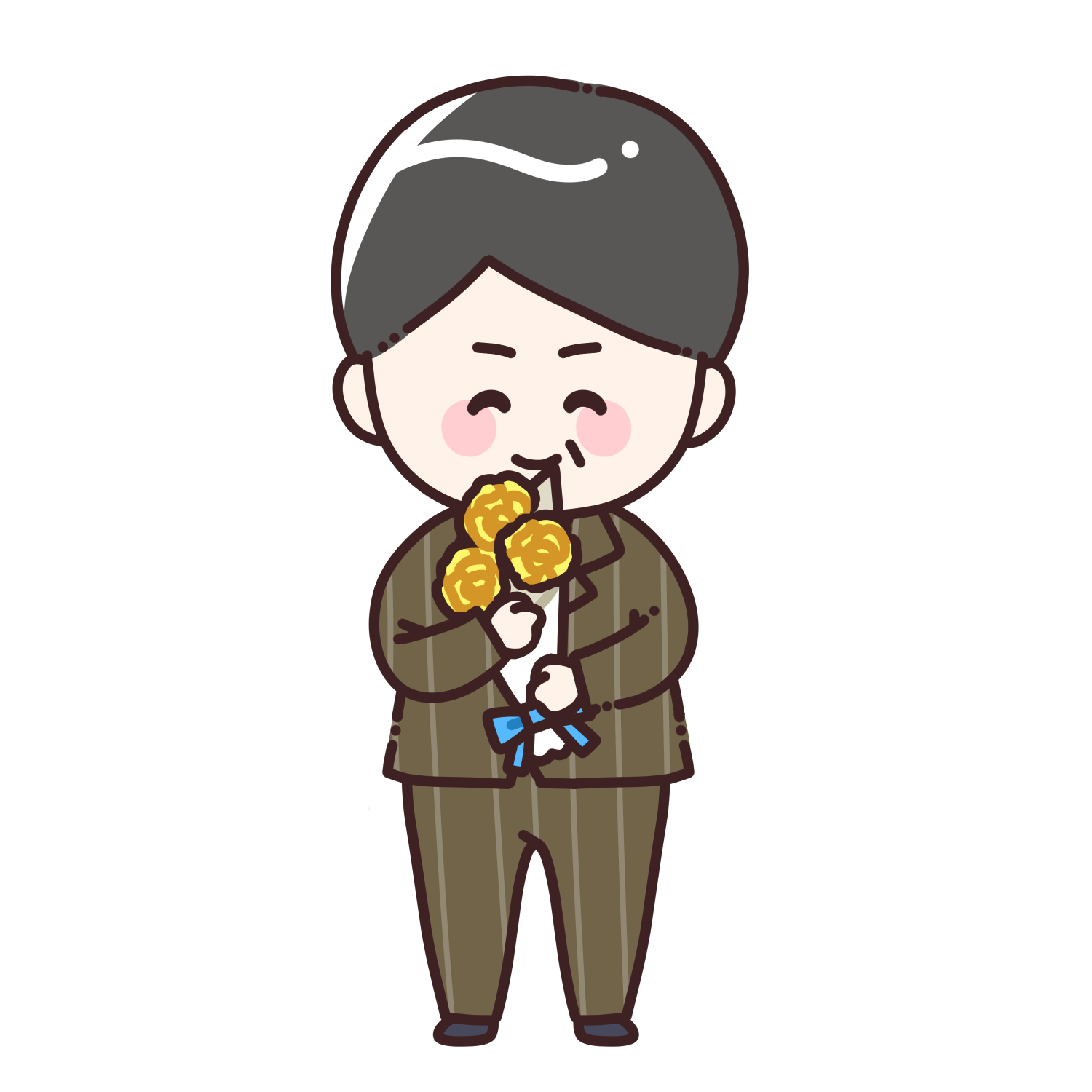 花束を持ったスーツを着た男性のイラスト2