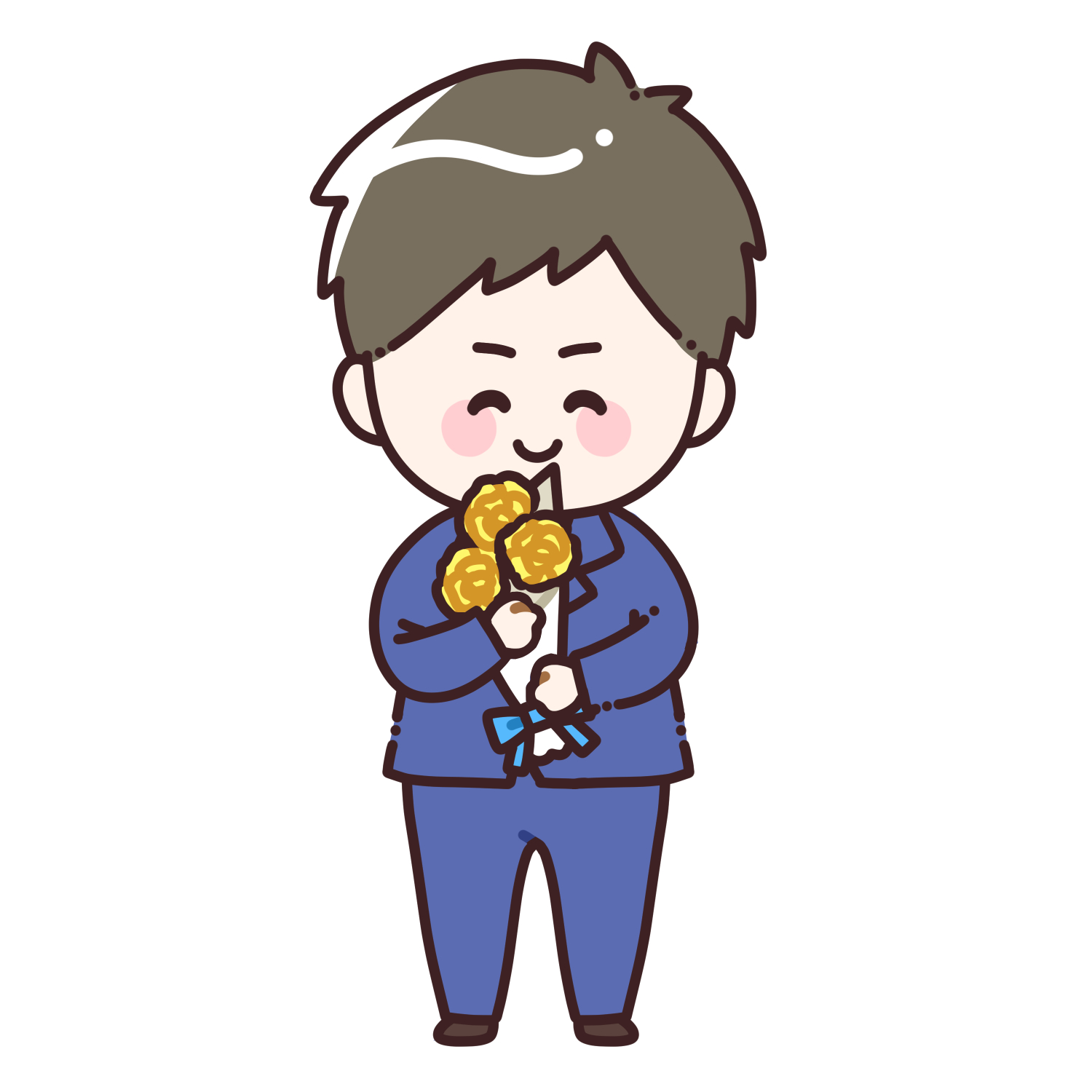 花束を持ったスーツを着た男性のイラスト3