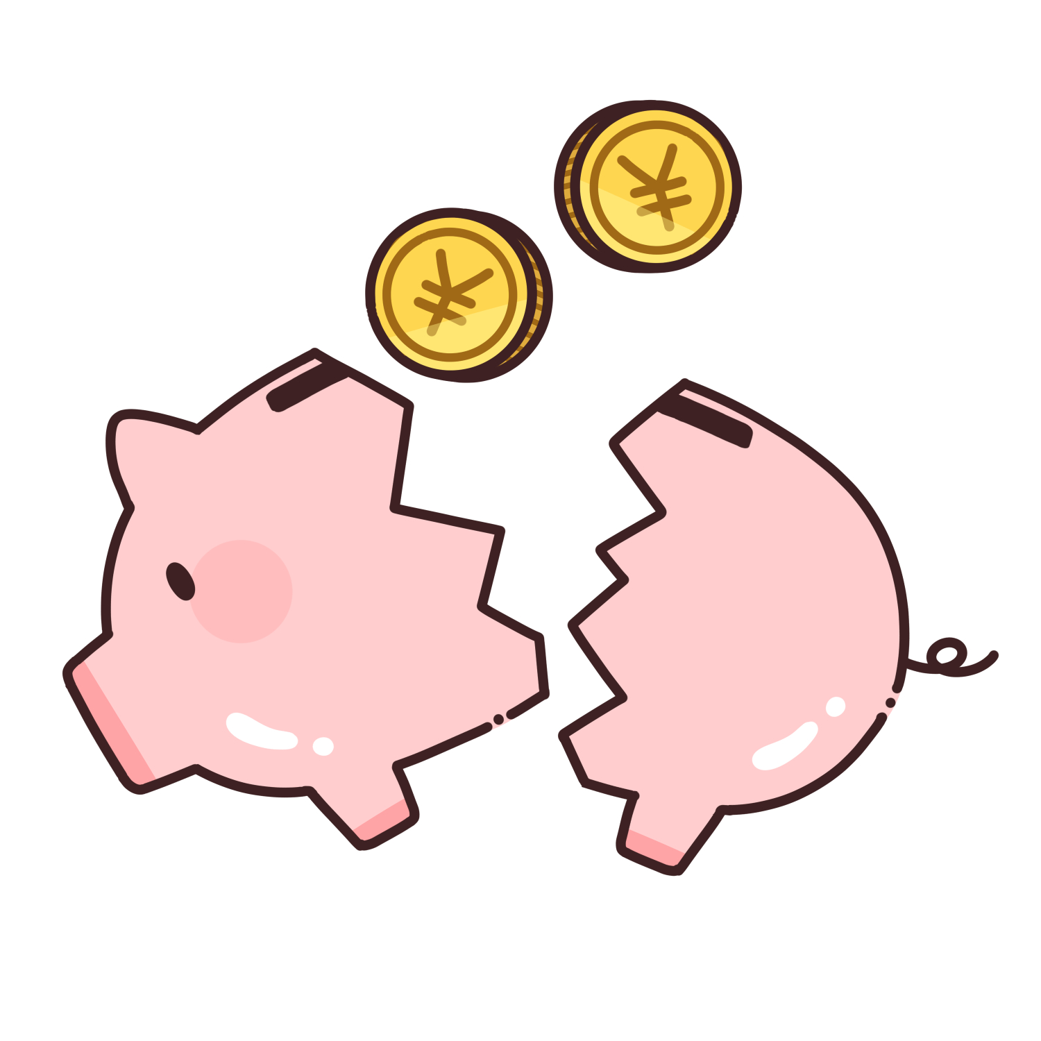 割れた豚の貯金箱のイラスト