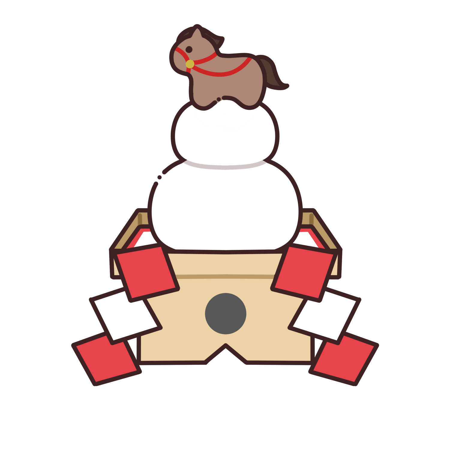 馬の飾りが乗った鏡餅のイラスト2