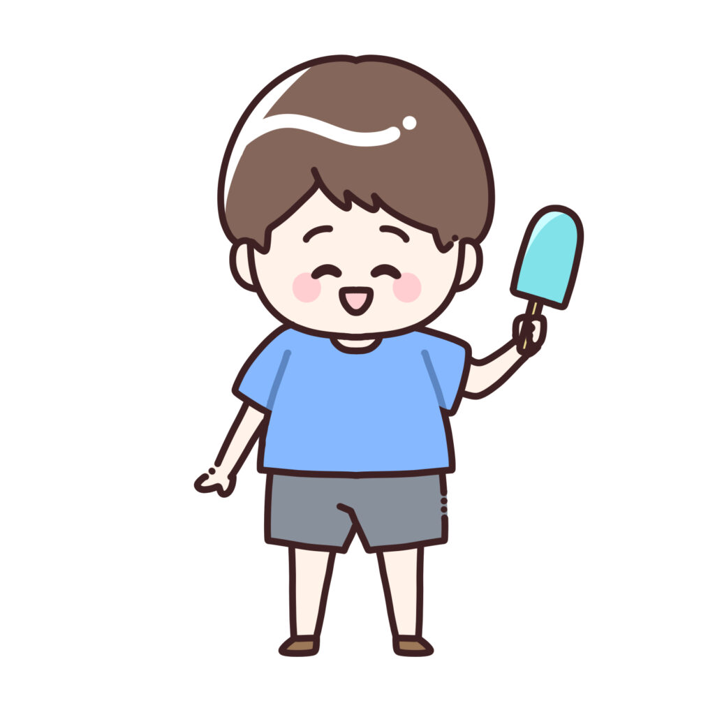 アイスを持った男の子のイラスト