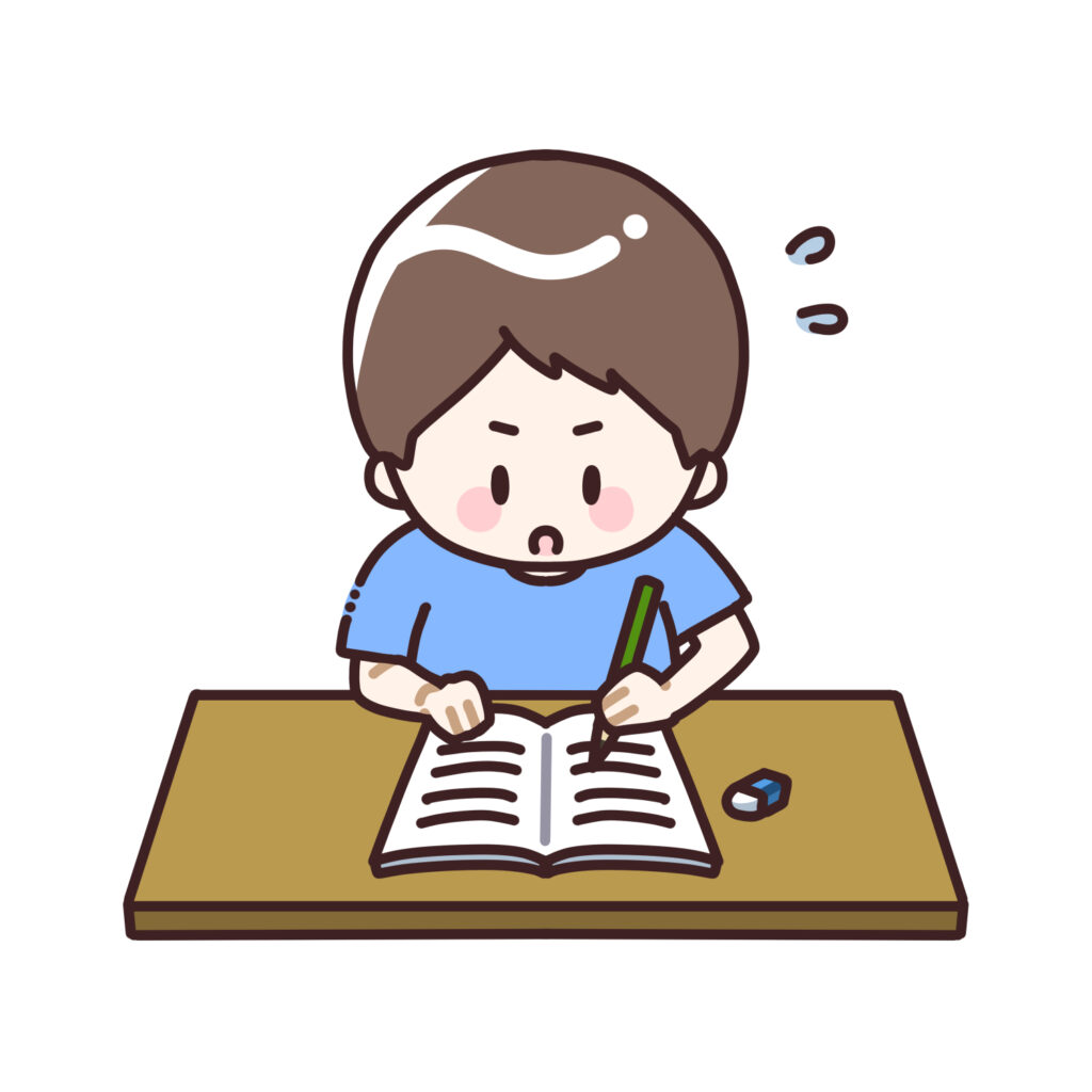 宿題をする男の子のイラスト