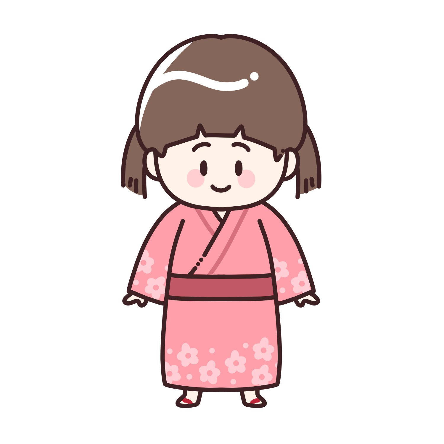 浴衣を着た女の子のイラスト｜夏祭り・花火大会素材
