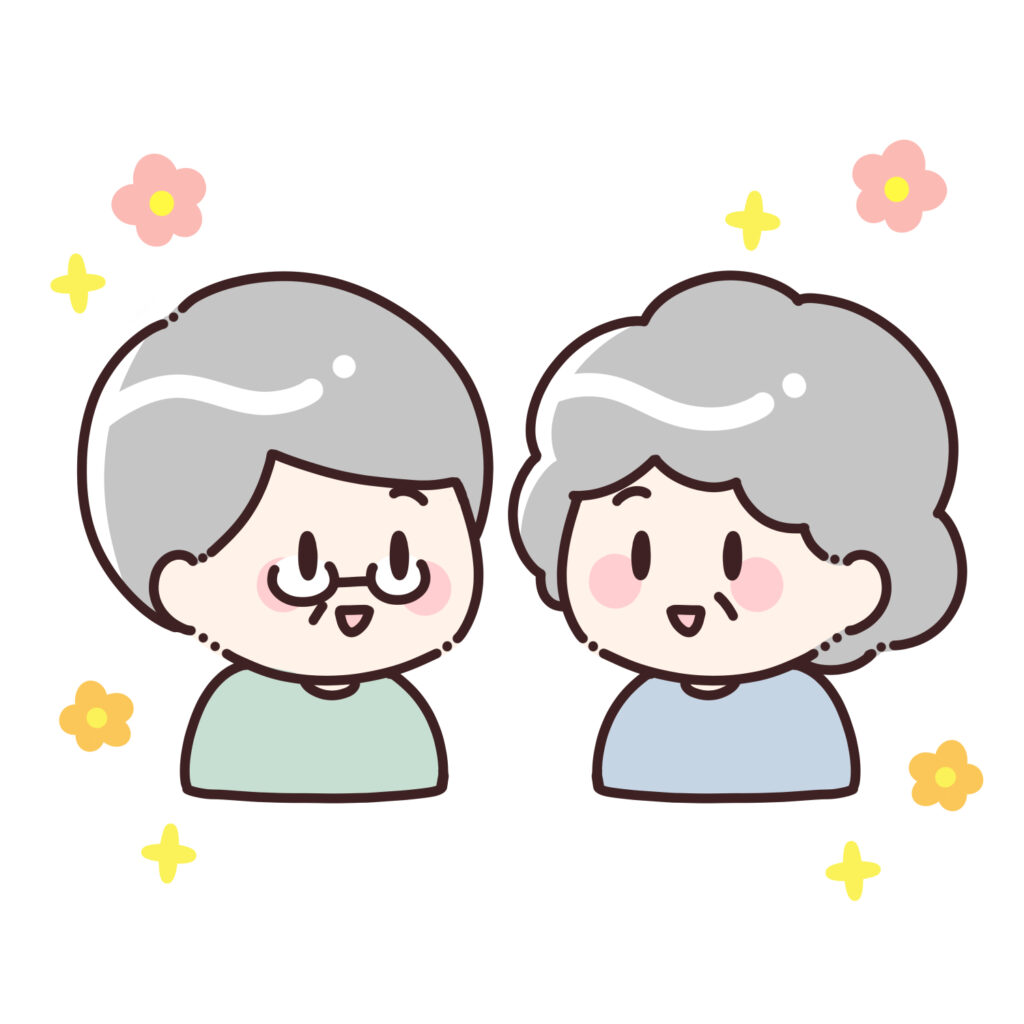 敬老の日のおじいさんとおばあさんのイラスト｜祖父母・長寿祝い素材
