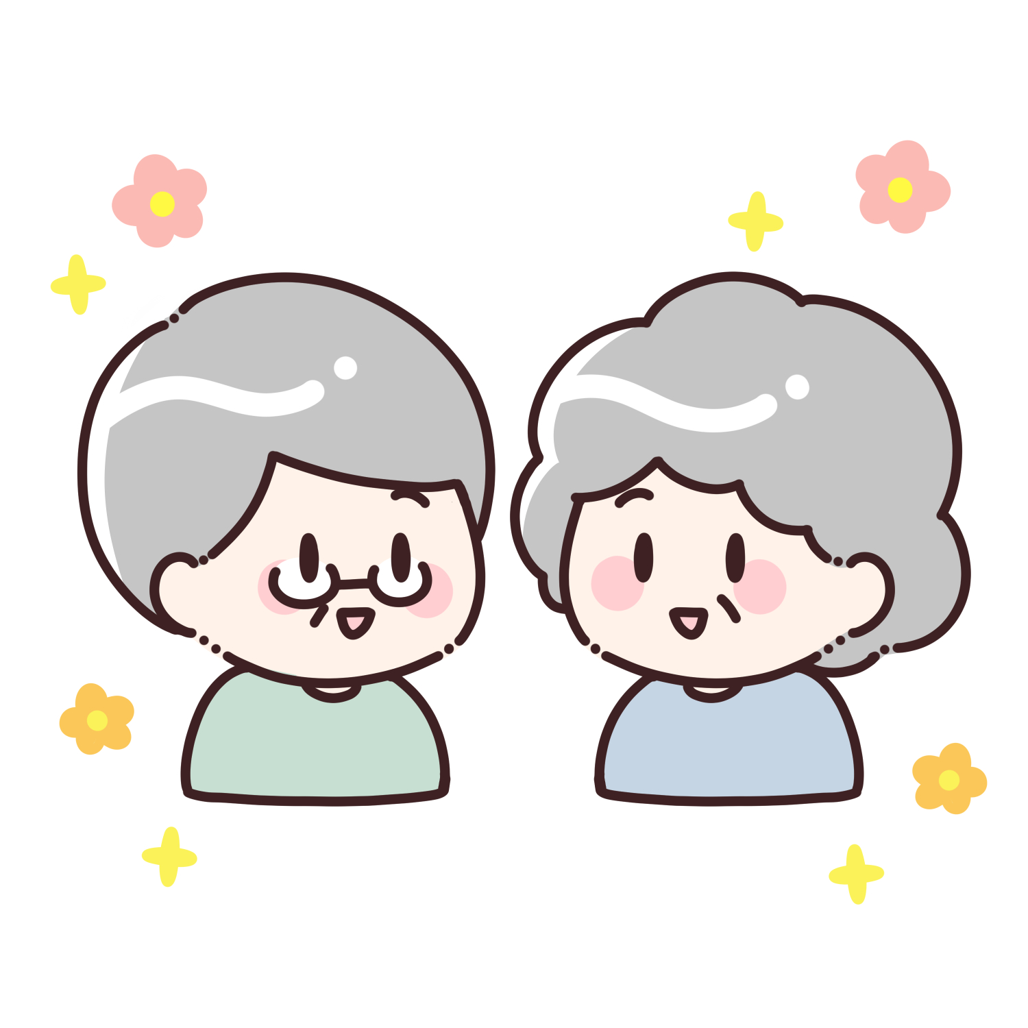 敬老の日のおじいさんとおばあさんのイラスト｜祖父母・長寿祝い素材