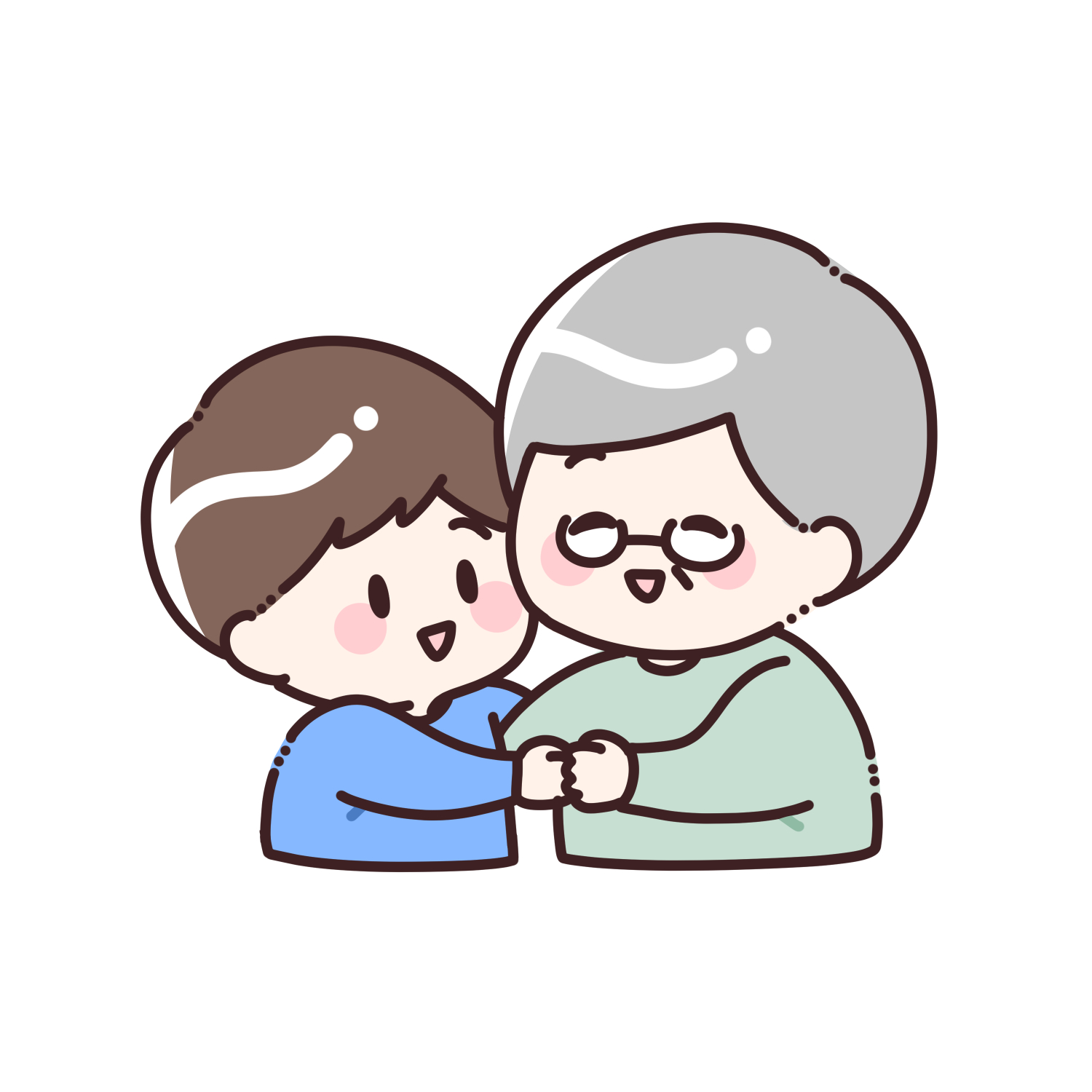 孫を抱きしめるおじいちゃんのイラスト1|敬老の日・祖父母