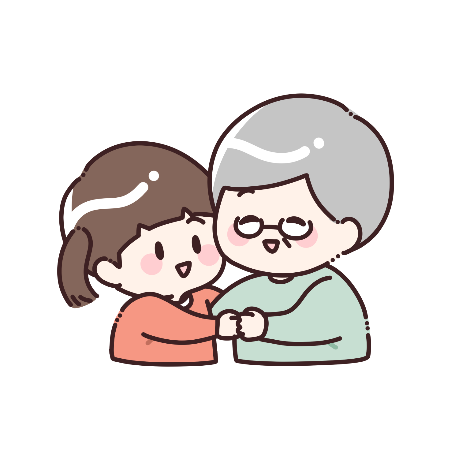 孫を抱きしめるおじいちゃんのイラスト2|敬老の日・祖父母